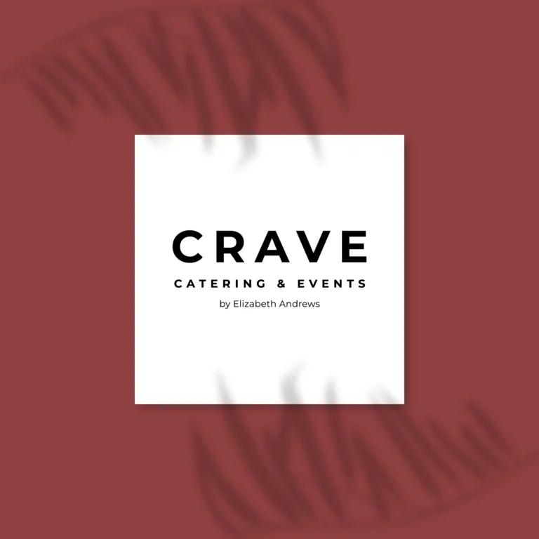Custom logo design for Crave Catering & Events, featuring elegant typography and a modern food-inspired icon.