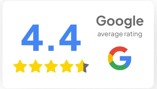 Google review badge showing a 4.4-star rating, representing customer satisfaction with Cartenova’s branding and digital services.