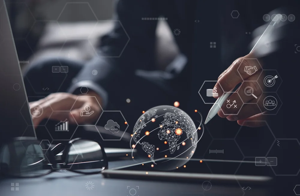 Businessman using digital tablet to manage scalable design systems and streamline digital product growth in Australian startups.